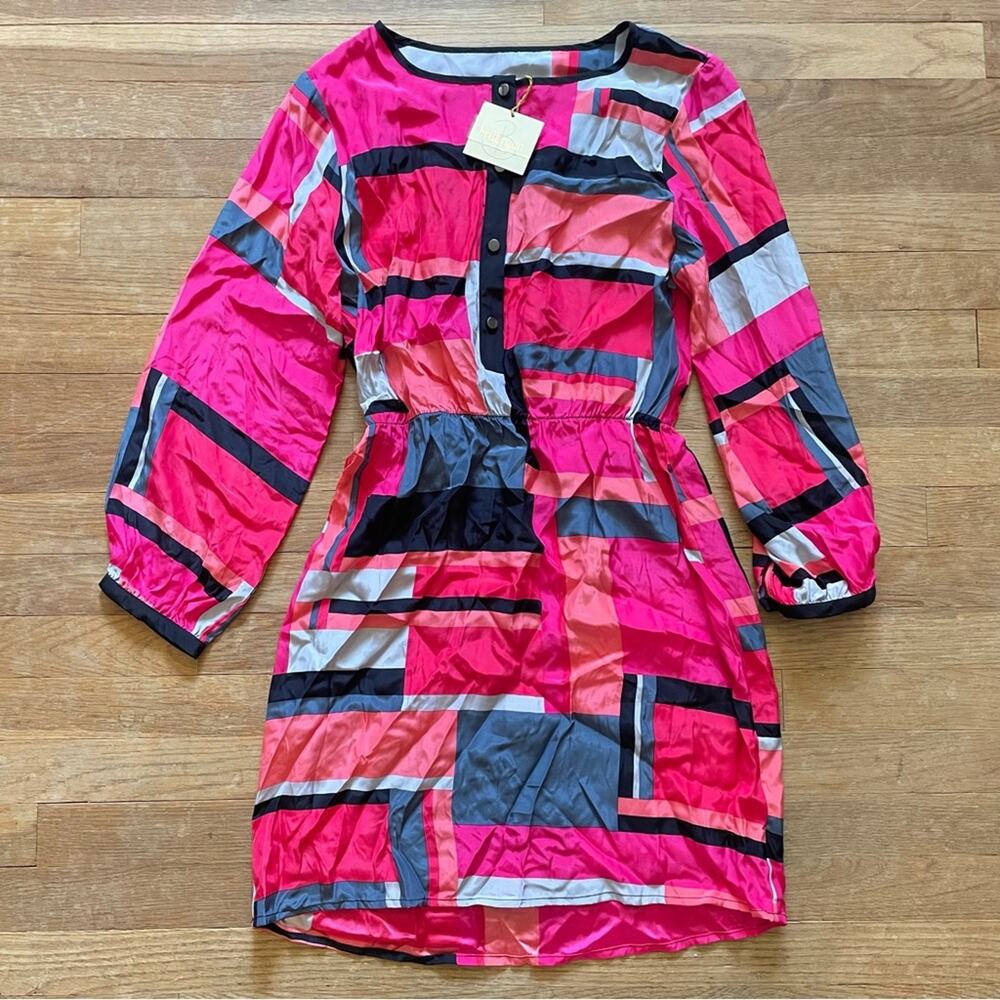 NWT Britt Ryan pink long sleeve fit & flare dress size medium M b21